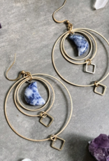GeoMetricGem North Earrings - Sodalite & Brass