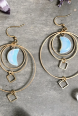 GeoMetricGem North Earrings - Opalite & Brass