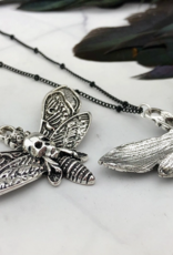 *Silver Death Head Moth Necklace - Figaro Chain