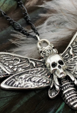*Silver Death Head Moth Necklace - Figaro Chain