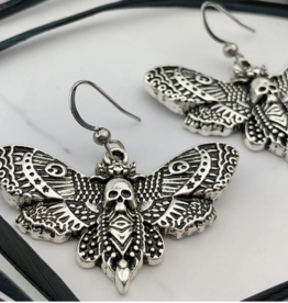 Silver Death Head Moth Earrings
