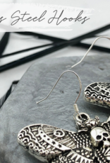 Silver Death Head Moth Earrings