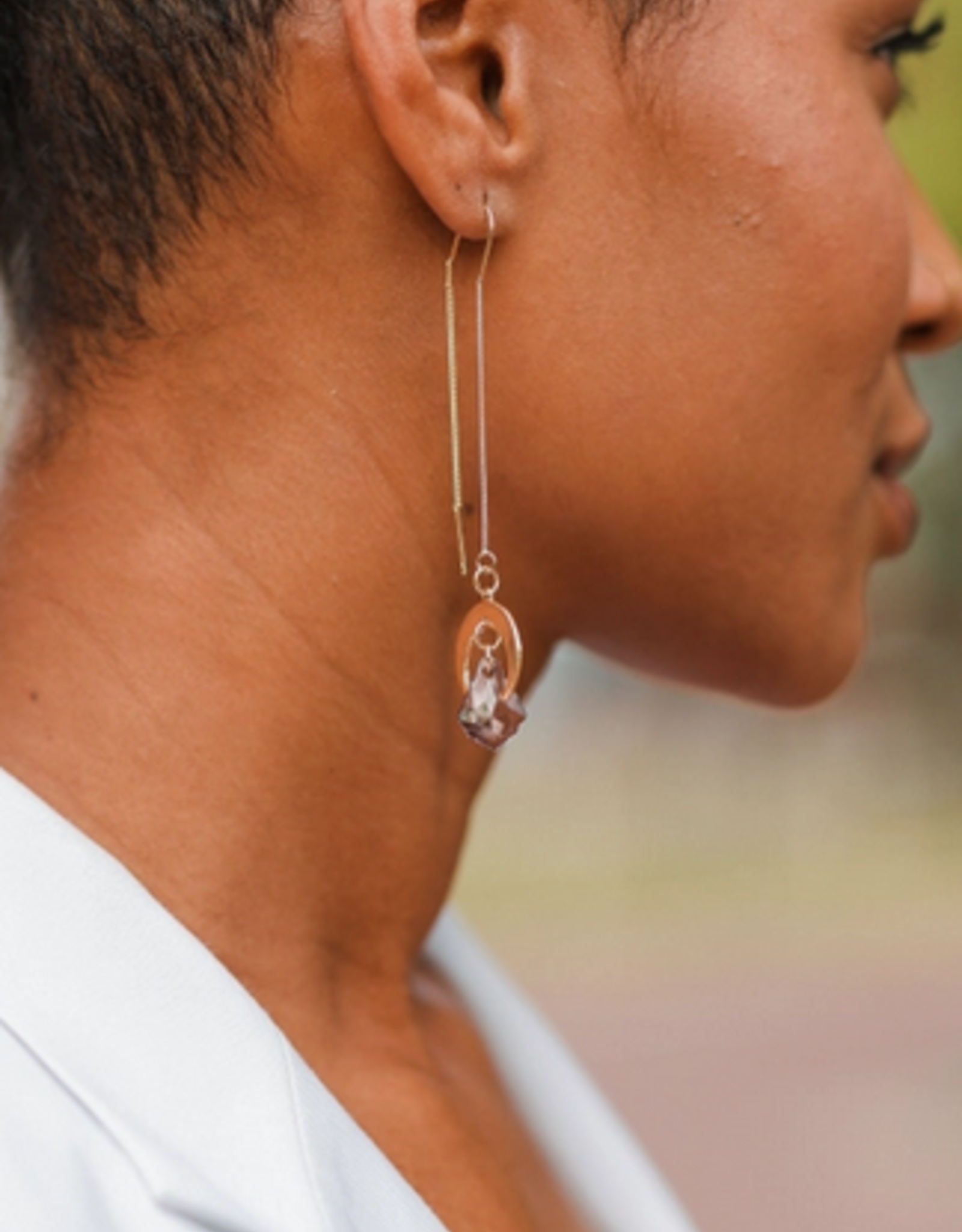 Gold Threader Crescent Moon Earrings
