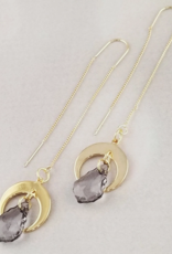 Gold Threader Crescent Moon Earrings