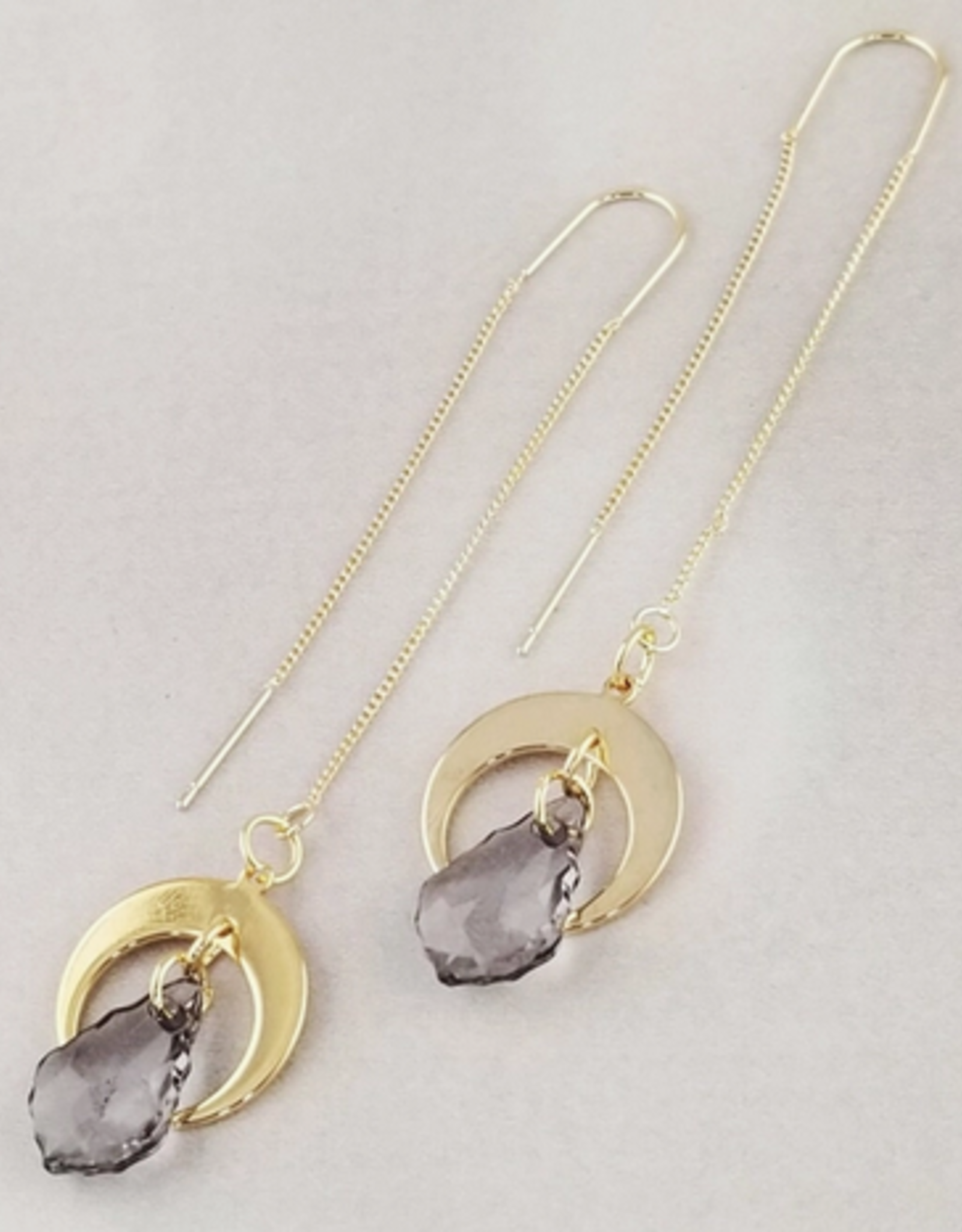 Gold Threader Crescent Moon Earrings