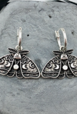 Silver Luna Moth Huggie Hoops