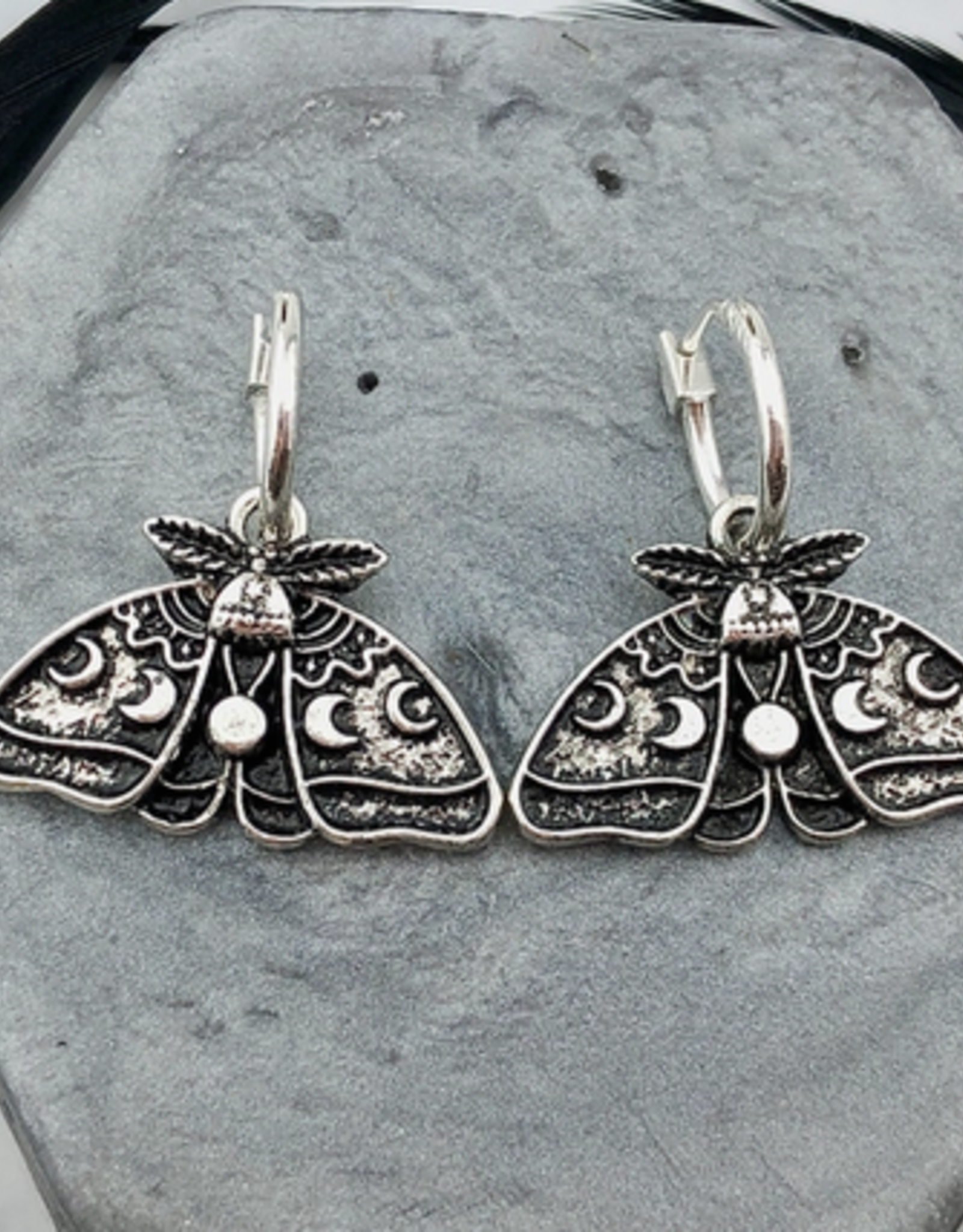 SpotLight Jewelry Silver Luna Moth Huggie Hoops