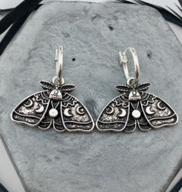 Silver Luna Moth Huggie Hoops