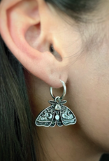 Silver Luna Moth Huggie Hoops