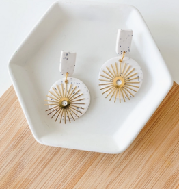 Kiki Earrings Mini Siren Sun Circles Earrings - White Granite
