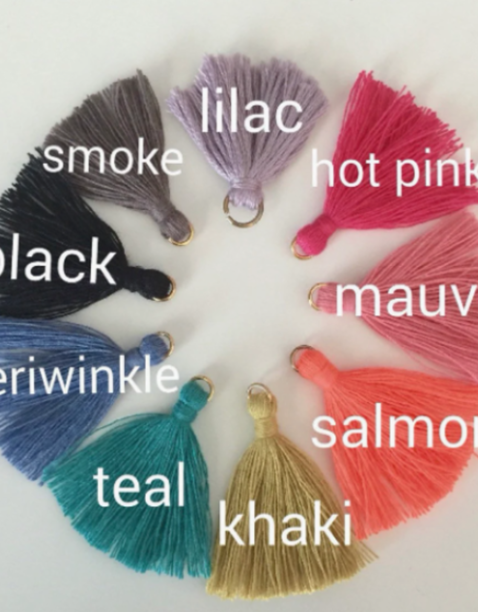 *Brass Eye Tassel Earrings - Lilac