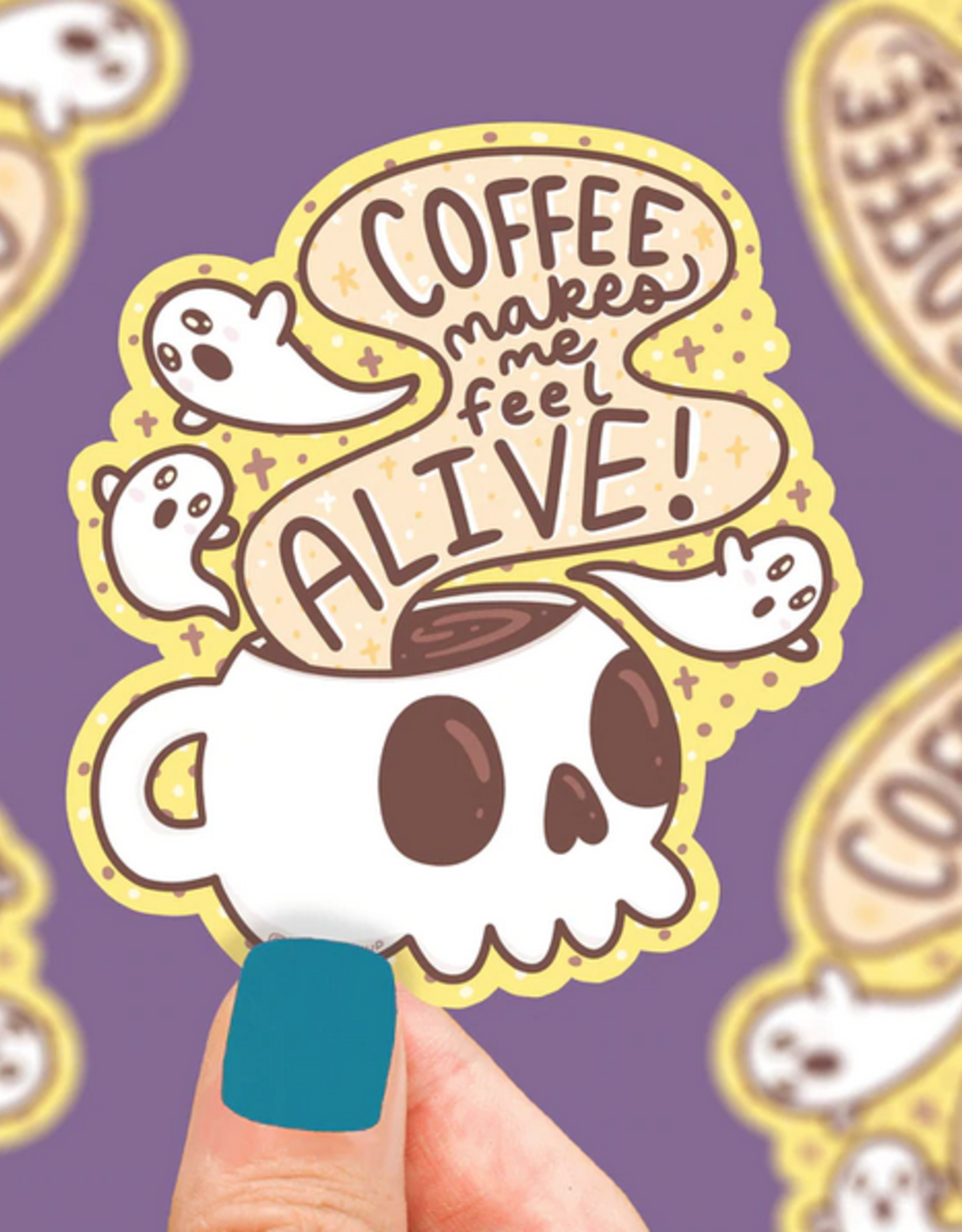 Turtle's Soup Coffee Makes Me Feel Alive Sticker