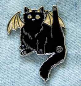 Black Cat Pentacle Butt Witchy Enamel Pin