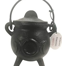 Cast Iron Cauldron - Triple Moon with Lid 2.5"D 4.25"H
