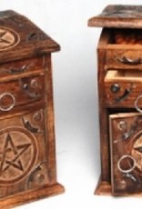 New Age Imports, Inc. Pentacle Carved Wooden Box S