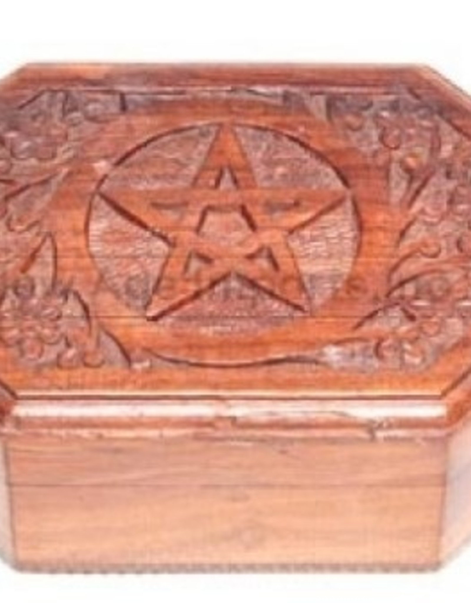 New Age Imports, Inc. Pentacle Carved Wooden Box L