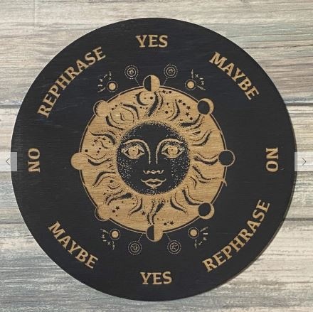 Sun Moon Phase Pendulum Board - Painted Black - 6"
