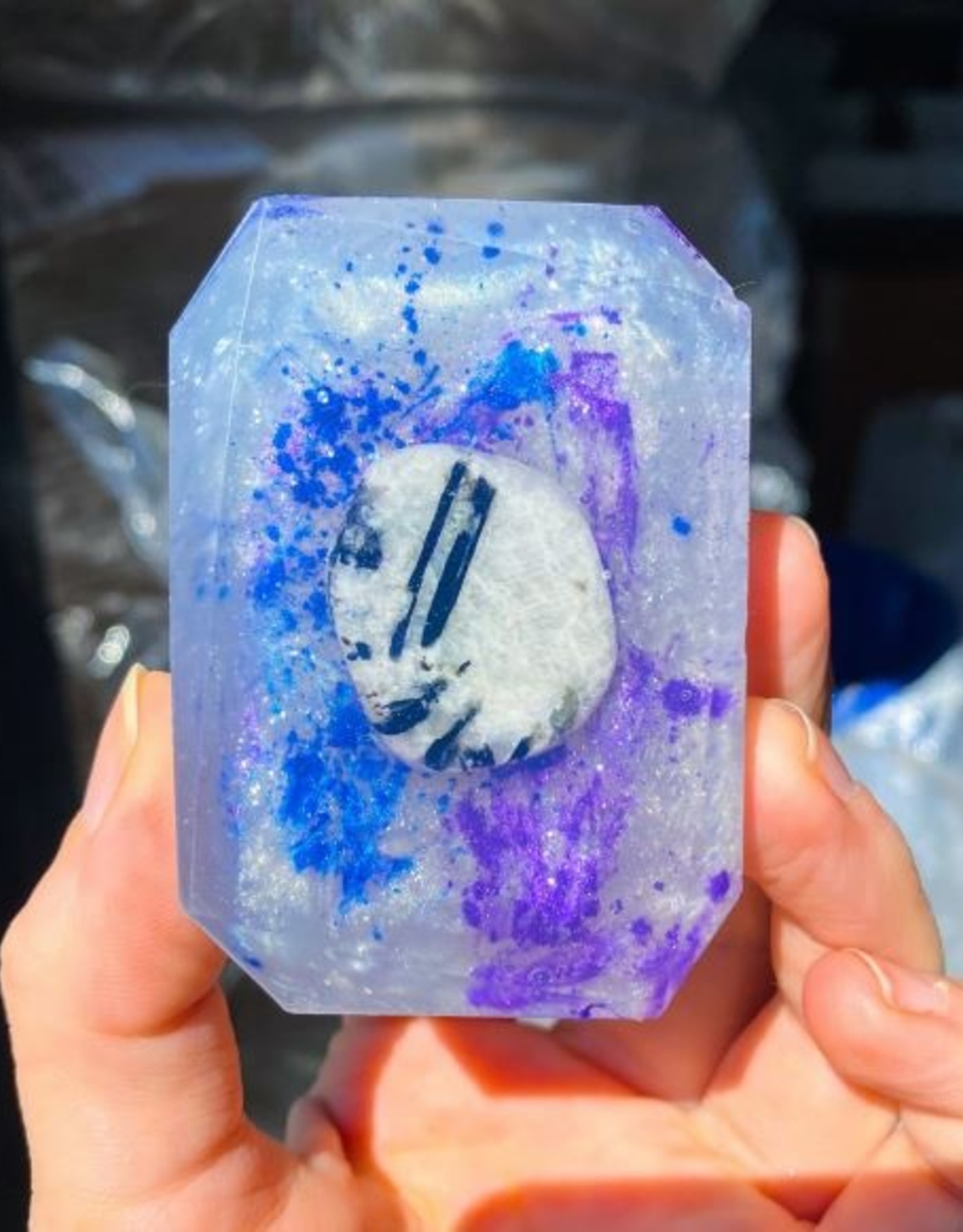 Crystal Infused Bar Soap Moon Child 3oz Rainbow Moonstone
