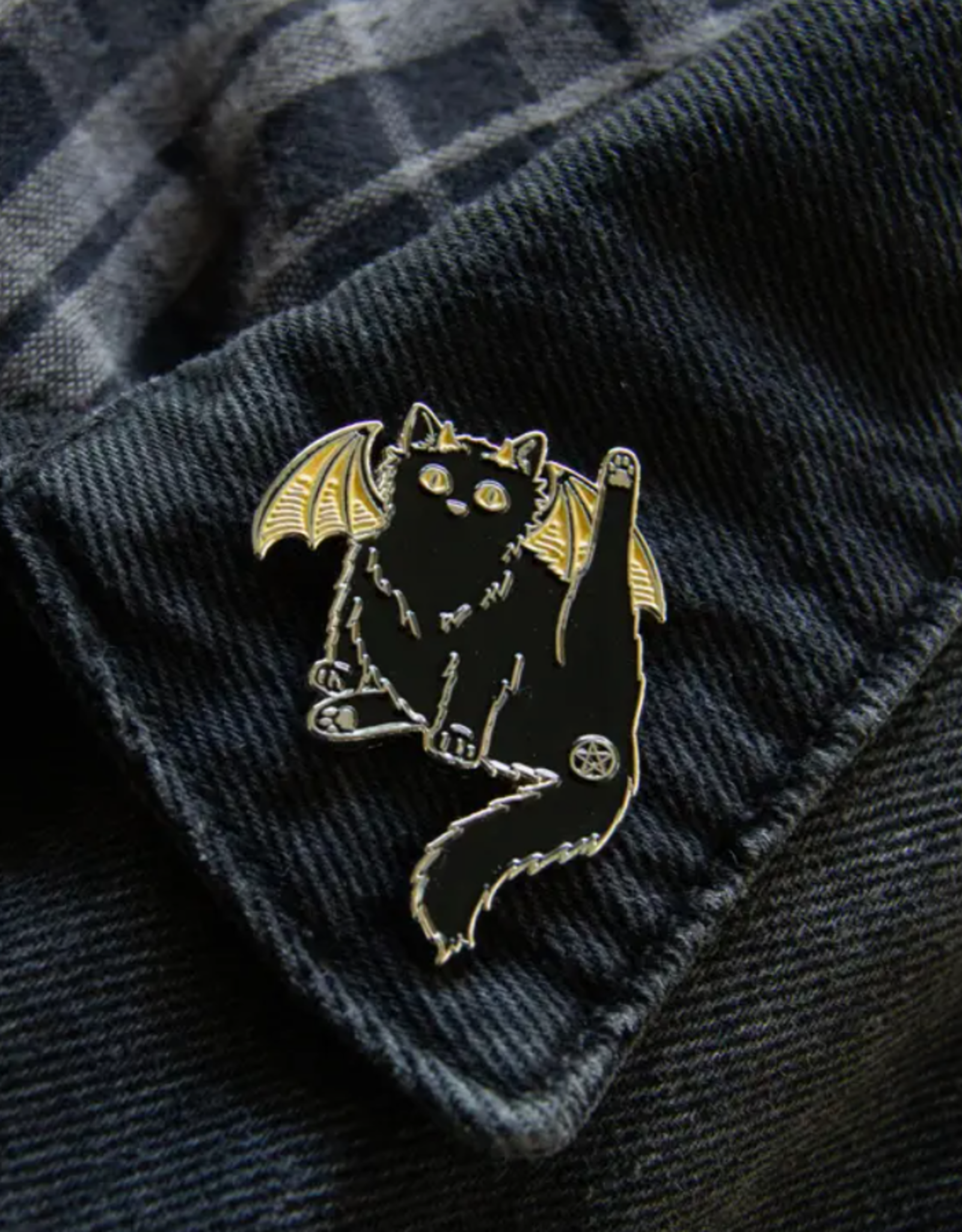 Ectogasm Black Cat Pentacle Butt Witchy Enamel Pin