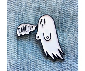 Boobs: Funny Ghost Goth Fashion Halloween Enamel Pin - Becca