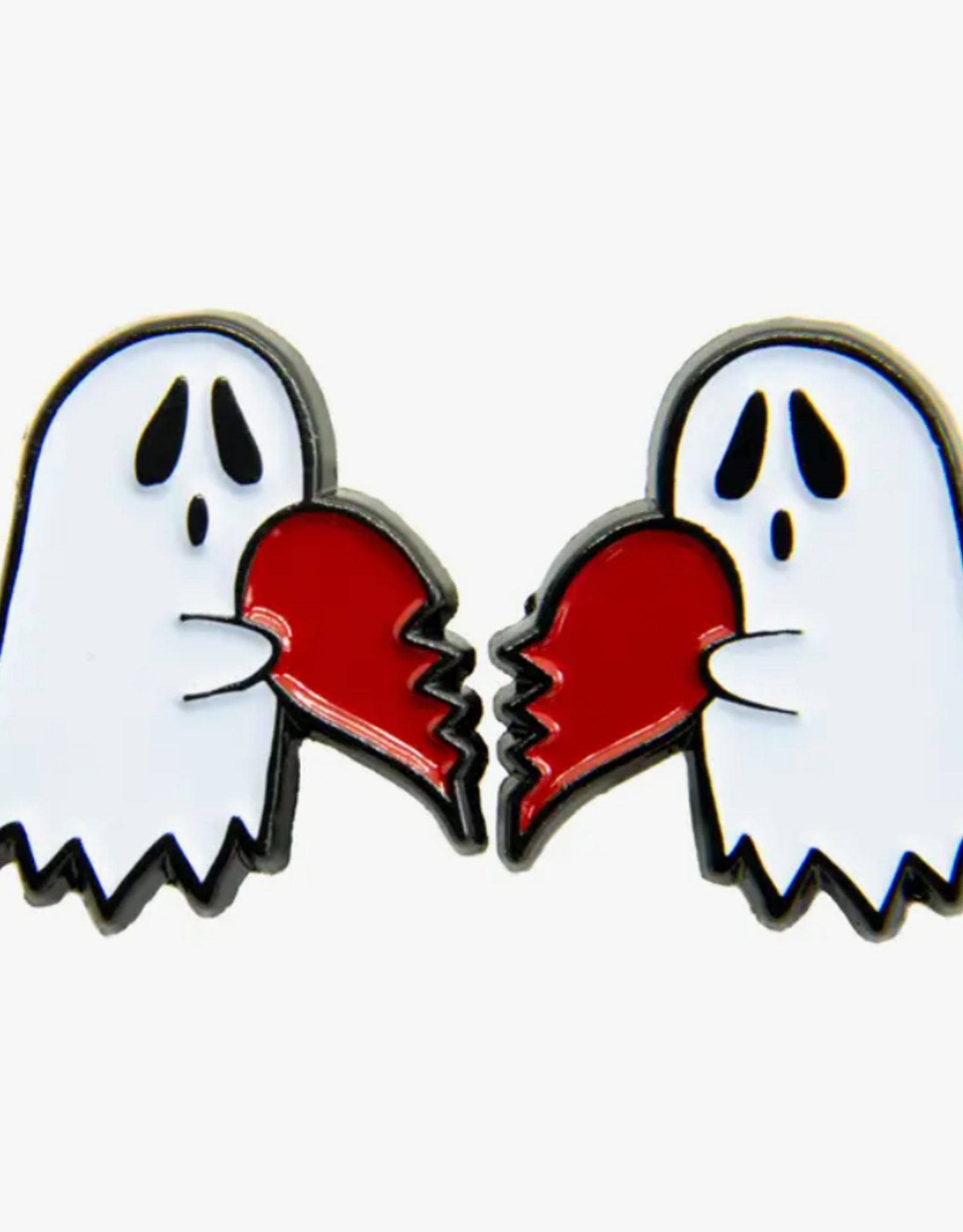 Ghost Heart Halloween Enamel Pin Set of 2