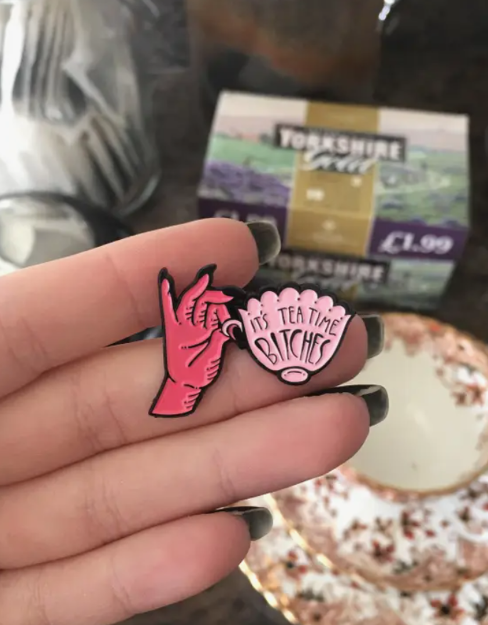 Ectogasm It's Teatime, Bitches: Funny Teacup Enamel Pin