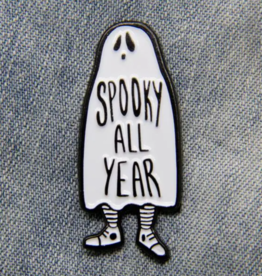 Spooky All Year Ghost Enamel Pin for Halloween