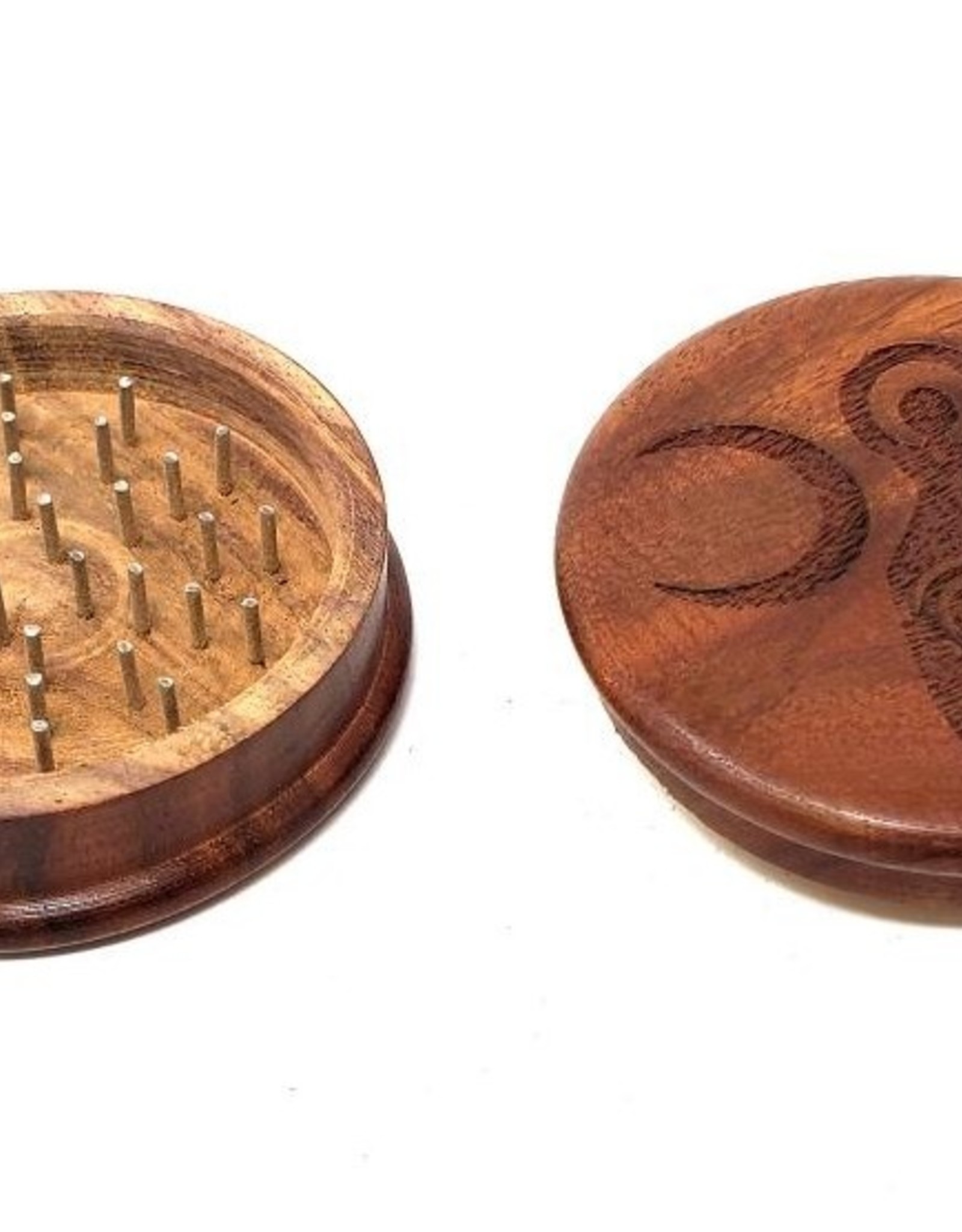 Goddess of Earth Carved Wooden Herb Grinder 3" Round