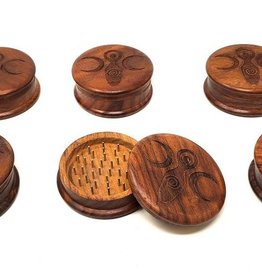 Goddess of Earth Carved Wooden Herb Grinder 3" Round