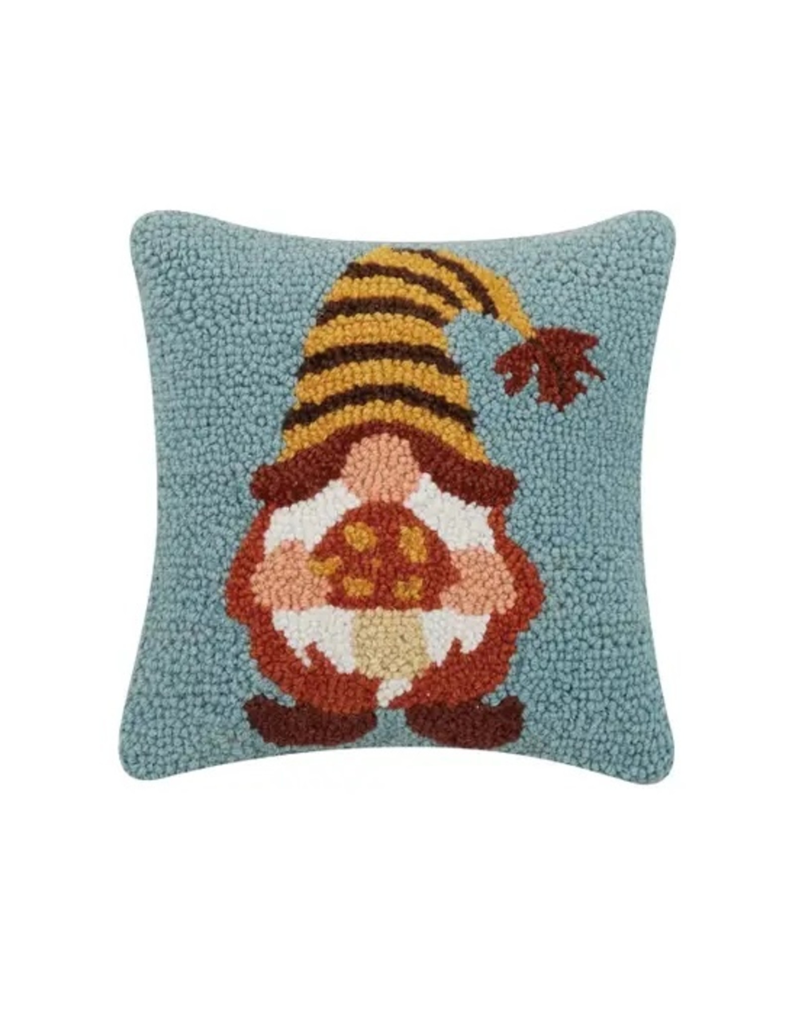 Gnome in Striped Hat Christmas Pillow