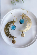 *Alley Earrings - Blue Topaz & Brass