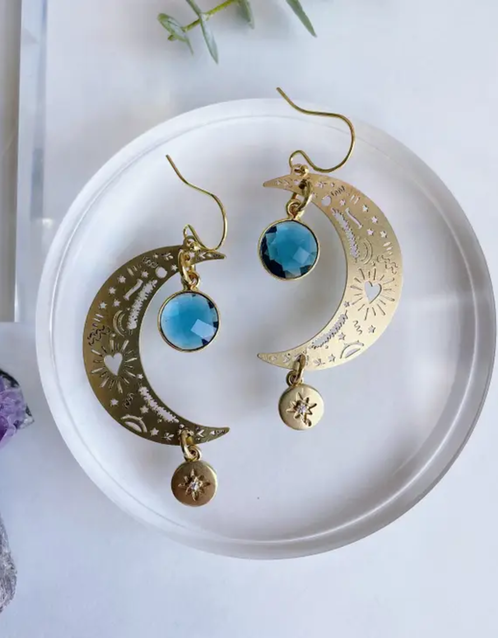 *Alley Earrings - Blue Topaz & Brass