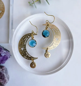 *Alley Earrings - Blue Topaz & Brass