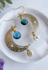 GeoMetricGem Alley Earrings - Blue Topaz & Brass