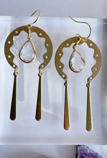 GeoMetricGem Stephanie Earrings - Brass & Clear Crystal