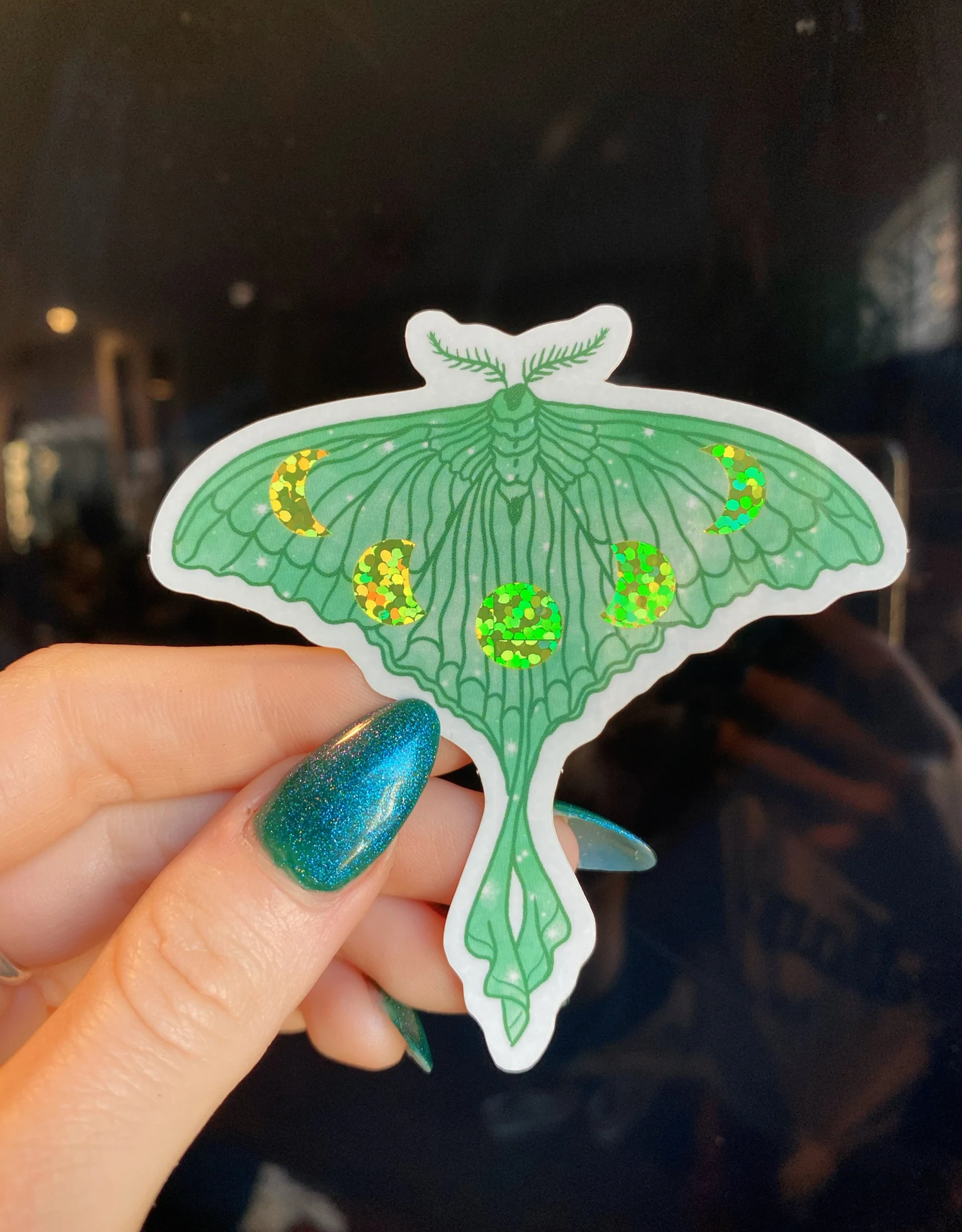 Glitter Luna Moth Sticker