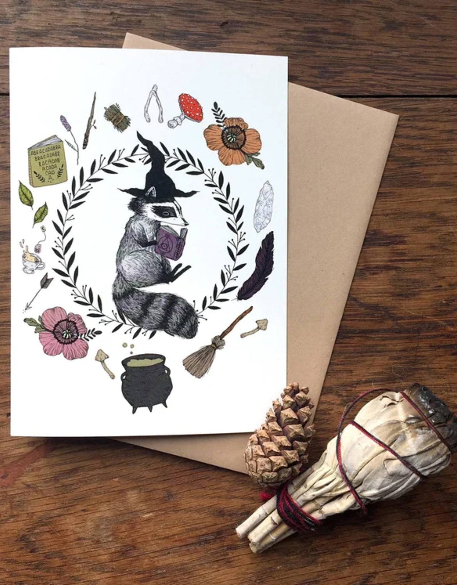 Marika Paz Illustration Magic Student Raccoon Greeting Card