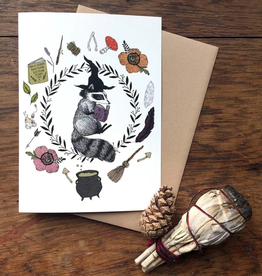 Magic Student Raccoon Greeting Card