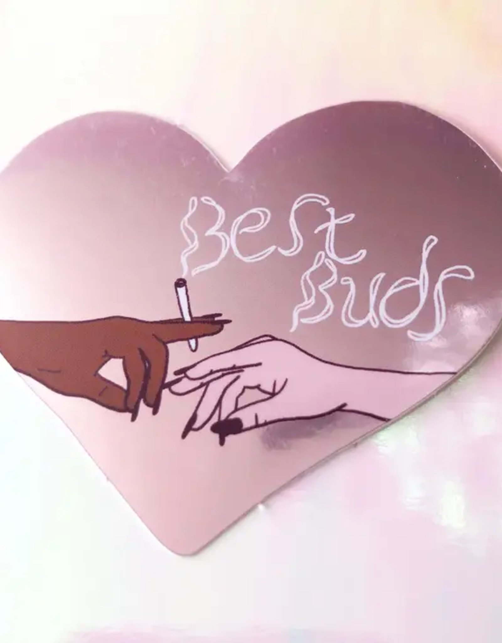 Best Buds Mirror Sticker - Matte Metallic