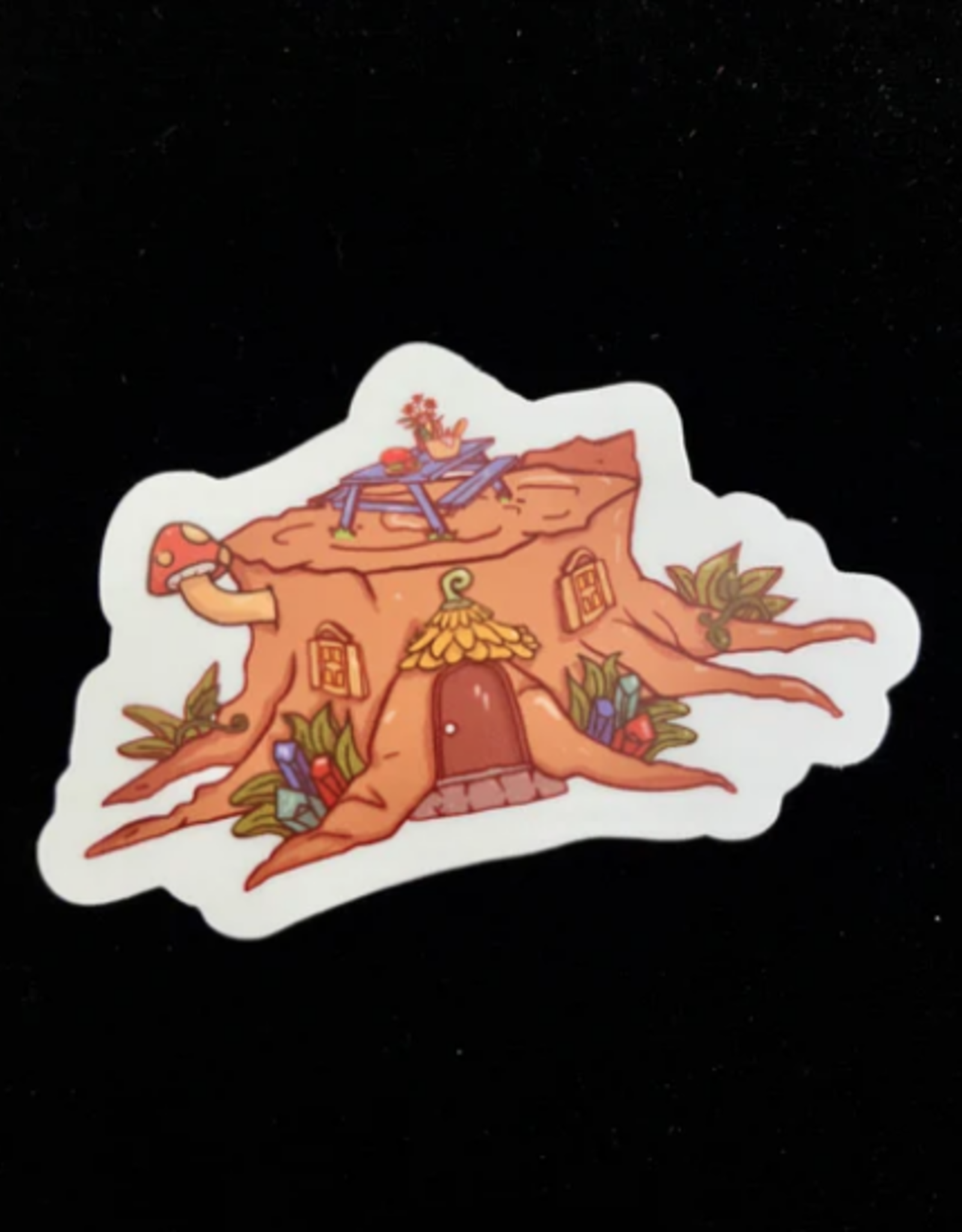 Pelham Grayson Vinyl Sticker | Tree Stump Picnic Fairy House