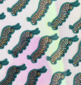 Monarch Caterpillar Holographic Glitter Vinyl Sticker