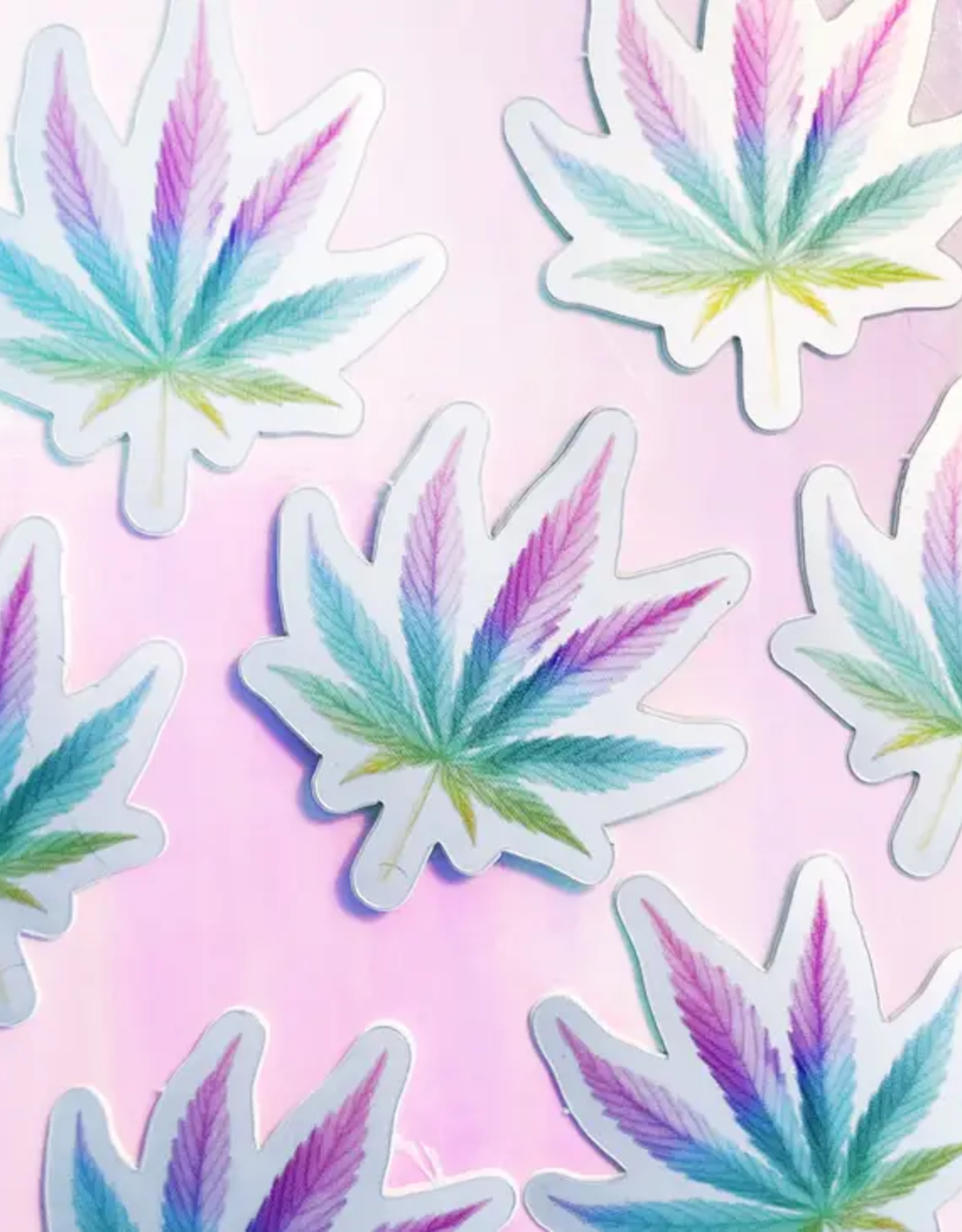 *Rainbow Cannabis Leaf Holographic Filler Sticker