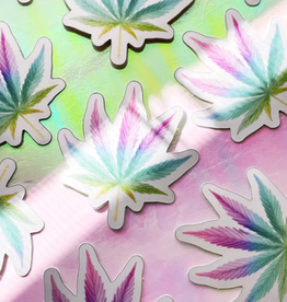 Rainbow Cannabis Leaf Holographic Filler Sticker