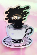 Tasseography Teacup Holographic Sticker