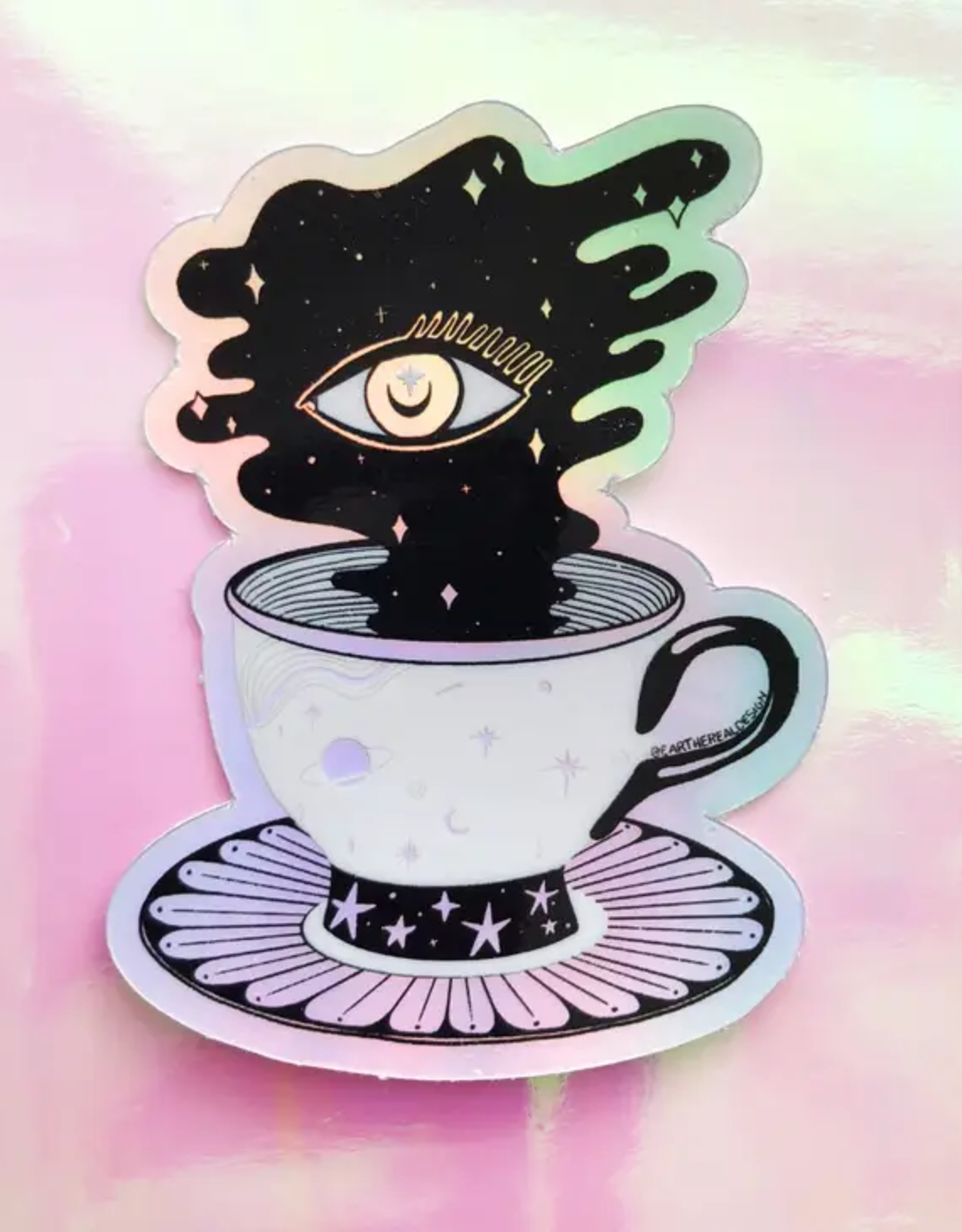Tasseography Teacup Holographic Sticker