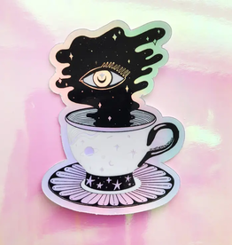 Tasseography Teacup Holographic Sticker