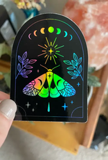 Holographic Moth Arc Sticker - Black