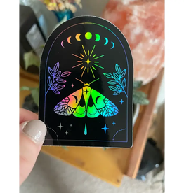 Holographic Moth Arc Sticker - Black