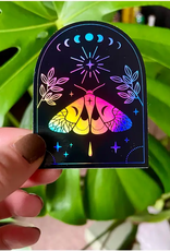 Holographic Moth Arc Sticker - Black