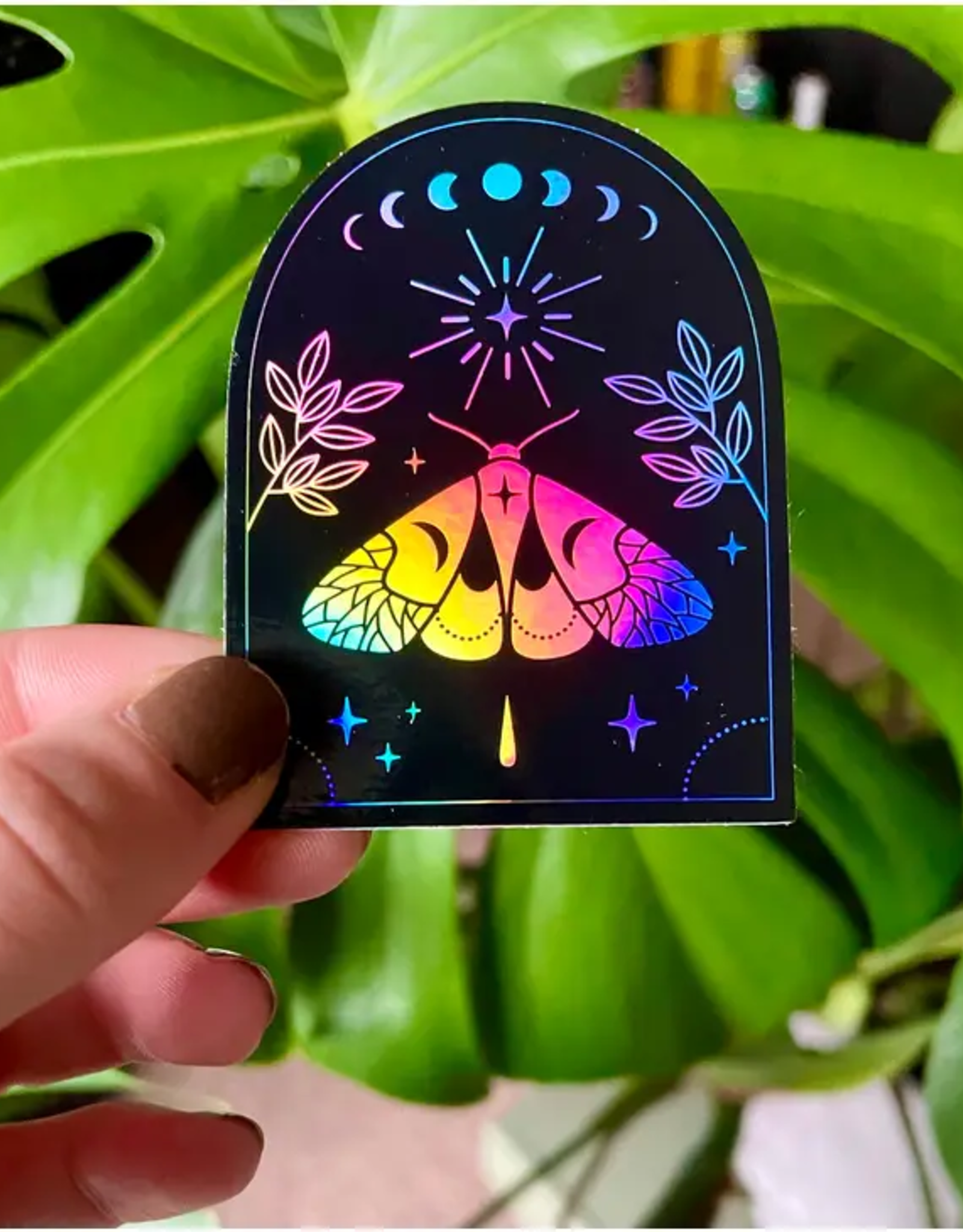 Holographic Moth Arc Sticker - Black